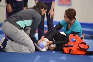 First aid training for ankle injury